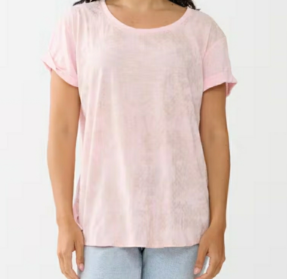 A.n.a Pink Shimmer Scoopneck T Shirt Short Sleeve Size XL